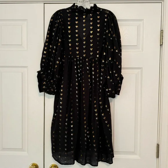 Never A Wallflower Black Heart of Gold High Neck Dress XXL - Picture 10 of 13